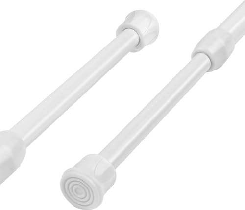 HENGBIRD 2 pezzi bastone tenda a pressione 40-70 cm, Asta per tende antiscivolo e antiruggine, Nessuna perforazione richiesta, bastoni per tende per bagno, guardaroba, asta per tenda da doccia