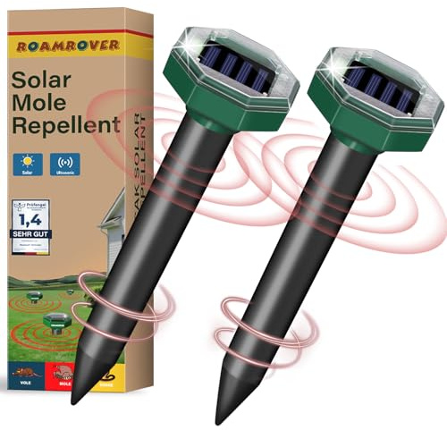 RoamRover Solar Maulwurf Vertreiber Testsieger, Ultraschall Wühlmaus Vertreiben, Haustierfreundlich gegen Maulwürfe, Wühlmäuse & Gartennagetiere (2)