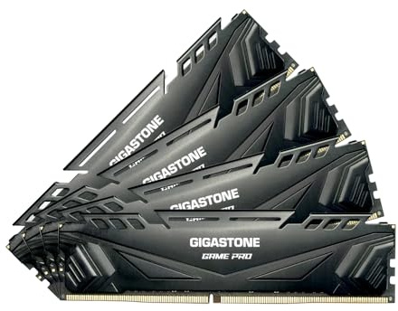 【DDR4 RAM】GIGASTONE Game PRO 64GB Kit (4x16GB) DDR4 3200MHz PC4-25600 CL16-18-18-40 Memoria para escritorio gaming Intel XMP 2.0 / AMD Ryzen, 1.35V UDIMM 288 pines, no bufferizada, no ECC, RAM (Negro)