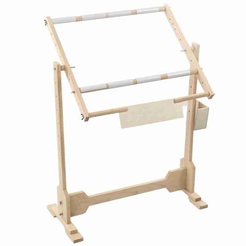 Aramox Stickrahmen Halterung Kreuzstich Ständer Bodenstehender Gobelin-Kreuzstichrahmen aus 9-Karat-Holzkiefernholz, 9-Karat-Höhe 50 Cm mit 5 Verstellbaren Positionen, für Stickrahmen und Handarbeitsp