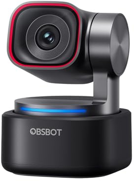 OBSBOT Tiny 3 KI-Webcam 4K mit Spatial Audio, AI Tracking PTZ Kamera, 1/1,28 Sensor, Tri-Mic, Sprach & Gestensteuerung, 120FPS, HDR, Web cam für PC, Laptop, Streaming & Meeting, Switch 2, etc.