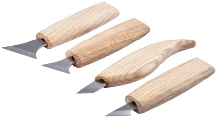 Scalpello Manuale per Intaglio Legno Tipo 2 per Carpentieri | Impugnatura in Legno, Punta in Acciaio al Cromo Vanadio Lucidato, per Officina di Intaglio