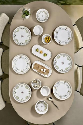Kitchen Life Country Breakfast Service 14-Piece for 6 People - Stackable Ceramic Serving Set Made of Kütahya Ceramic, Dishwasher Safe