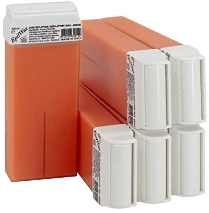 EpilWax Wachspatronen Set mit Warmwachspatronen zur Haarentfernung Enthaarungswachs 100 ml Roll-on Nachfüller (Argan, 6)