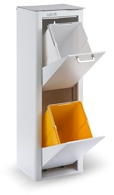 DON HIERRO - CUBEK - Cubo de basura y reciclaje lacado, con 2 compartimentos.