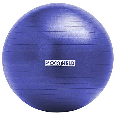 Sportheld® Profi Gymnastikball inkl. Pumpe zum Aufblasen | 55cm Durchmesser | Lila/Violett | robuster Sitzball & Fitnessball