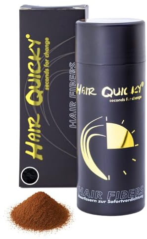 Hair Quicky® Premium Hair Fibers, Schütthaar, Streuhaar, Soforteffekt bei Geheimratsecken, Teilglatze, Haarausfall und lichtem Haar, für Männer & Frauen, natürliches Keratin | 28g | rotbraun