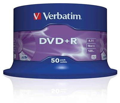 Verbatim DVD+R 16x 4.7GB Spindles Pack of 50