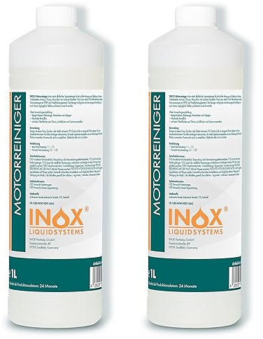 INOX® Motorreiniger - 2x1L Konzentrat – Reiniger-Konzentrat für den Motor - Motorraum Reiniger & Entfetter - Motorsystemreiniger & Pflege von Auto, Motorrad & Anderen Kfz