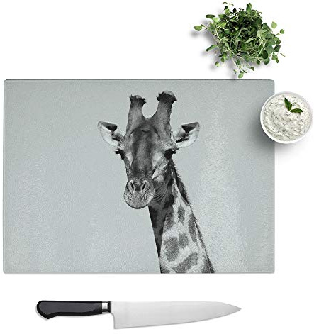 Glass Chopping Board, Giraffe, 39x28.5 cm