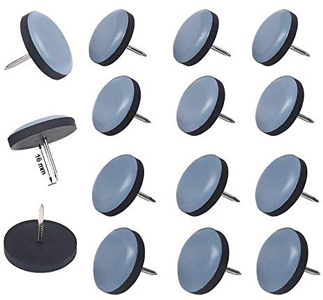 Goodway feltrini rotondi per mobili in teflon con chiodo Ø 22 mm, 16 pezzi – 5 mm di spessore/PTFE – rivestimento in teflon