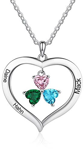 ALBERTBAND Personalisierte Kette Silber 925 kette Damen Herz Anhänger mit Namensgravur Mutter Tochter Kette Geschenk zum Muttertag Valentinstag Weihnachten