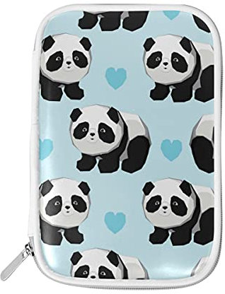 HaJie Federtasche Love Heart Panda Animal Print Reißverschluss Schreibwaren Tasche Schule Stifteetui Große Kapazität Pinselhalter Frauen Make-up Tasche