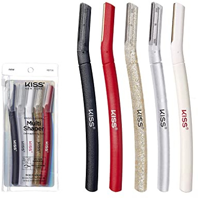 Kiss New York Eyebrow Razor Trimmer Facial Hair Shaper Remover, Multipurpose Exfoliating Dermaplaning Dermaplane Shaving Tools for Men & Women 5 Count