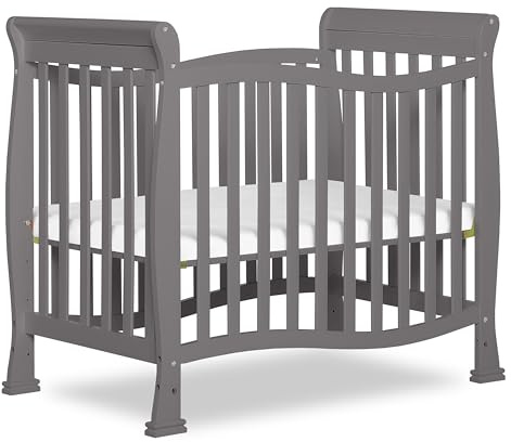 Dream On Me Violet 4-in-1 Convertible Mini Crib in Steel Grey, Greenguard Gold Certified, JPMA Certified, 3 Position Mattress Height Settings, Non-Toxic Finish