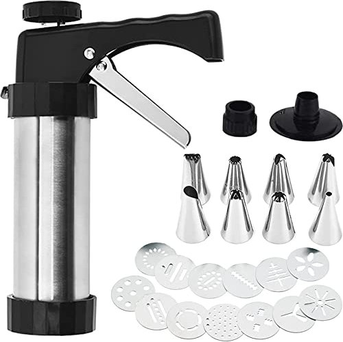 Bugucat Prensa para Galletas, Jeringa para Adornar, Máquina de Galletas, Prensa de Galletas, Accesorio para Hornear,Pistolas de prensado de Cookie Maker con13 Plantillas y 8 Boquillas