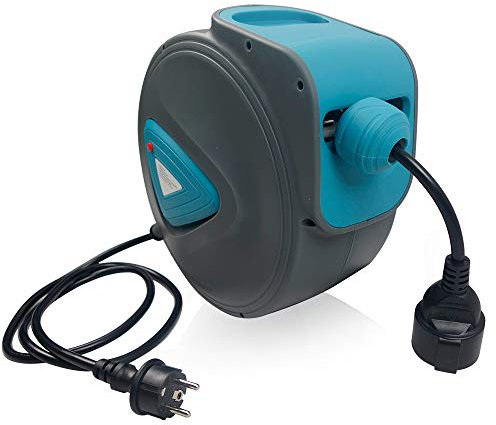 XMTECH Automatik Kabelaufroller Kabeltrommel mit Elektrokabel, 180° Drehbar Wandhalterung