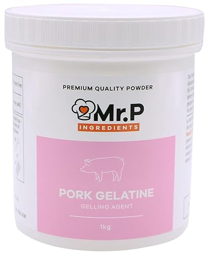 Mr.P Ingredients Pork Gelatine 1Kg 250 Bloom Powder Stabiliser Gelling Aerating Agent Instant Gluten Free Non-GMO (Recyclable Pot)
