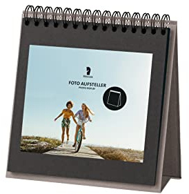 Rössler Foto Tischaufsteller für 13x18 Fotos | Tisch Fotoalbum zum einkleben | Fotoalbum Ringbuch | Fotobuch zum Selbstgestalten | Tisch-Fotohalter | Maße: 190x190mm | 1 Stück | Farbe: Grau | Taupe | Ringgebundenes Fotoalbum zum Einkleben und Präsentieren von Erinnerungen auf Tisch oder Regal