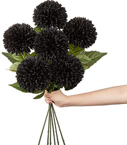 Hortensia artificial de 10 cm de tamaño con tallo largo de 63 cm, 6 unidades, color negro, hortensia artificial, flor de plástico, para decoración del hogar, oficina, decoración, arreglos florales