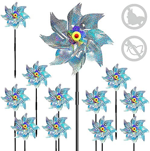 10 Piezas Molino de Viento Repelente Aves,Molinillo de Viento para Jardin,Reflectante para Control de Aves,Molino de Viento Reflectante,Molinos de Viento para Balcon