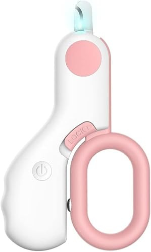 JYYBN Professional Pet Nail Clipper LED Light Illuminate Bleeding Line Claw Scissors Avoid Over Cutting (Color : Pink)