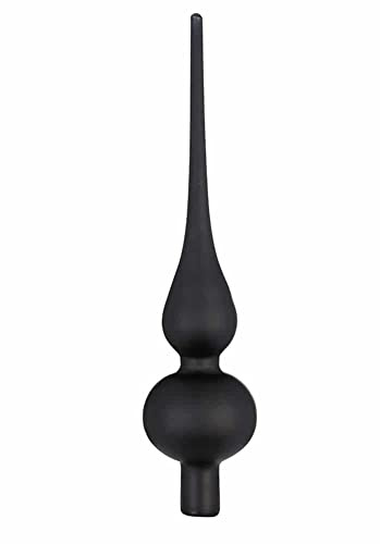 Inge Glas Christbaumspitze 26cm | Weihnachtsbaumspitze aus Glas | Hochwertige Spitze für den Weihnachtsbaum Weihnachten (Ebony Black | Schwarz matt)