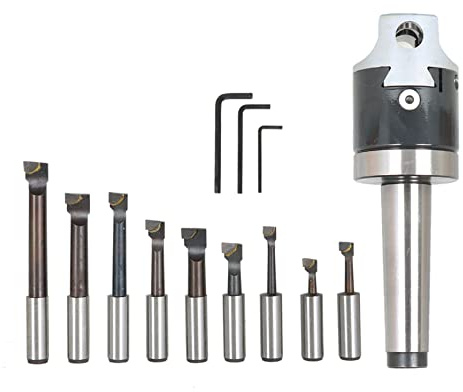 LiGuVCY MT3 Bar Cutter Set 2 Inch Boring Head for Milling Forming and Drilling Machines Equipped with 9 Pcs 1/2 Inch Hard Alloy Boring Bars