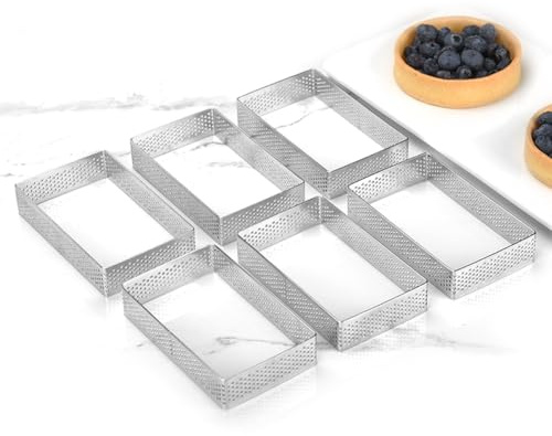 Guowall Cercle à Tarte Perforé Carré, Anneau à Tarte de PâTisserie, Acier Inoxydable (10 * 6 * 2cm)