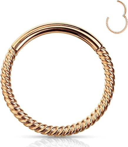 YEBOCIYO Piercing Septum 16G Piercing Nariz 10mm Piercing Ombligo Acero Quirurgico Piercing Tragus Piercing Lengua Piercing Helix Piercing Daith Piercing Pezon Piercing Ceja Oro-Rosa