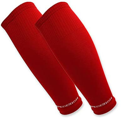 Tapedesign – “TUBES” 1 Paire Chaussettes de Foot Sans Pied Rouge - Chaussette Coupe Foot Pour Hommes, Femmes, Enfants - Haute Durabilité, Ajustement Parfait - Manchon Chaussette Football