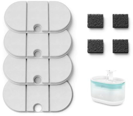 PETLIBRO Trinkbrunnen für Katze Ultraleise, 2,1L Capsule Katzenbrunnen mit Zwei Durchflussmodi (d. Nur Ersatzfilter * 4)