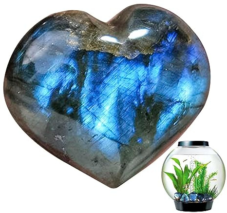 Labradorite en Coeur – Piedra Palmera de Corazón en Labradorita – Piedra de inquietud – Bolsillo de Labradorita Natural, Amuleto de meditación