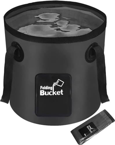 Voarge Portable Folding Water Bucket, Outdoor Washing Bowl for Camping, Collapsible Storage Container for Travel, Hiking & Fishing, Black, 20L