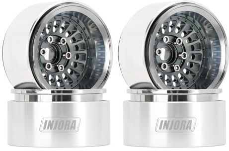 INJORA Turbine 1.9 Beadlock Wheel Rim Offset -10mm Aluminum Wheel for SCX10 Pro TRX4 VS4-10 Gen8 1/10 RC Crawler Car(Grey)