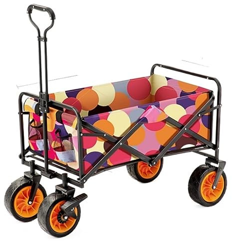 UTOQIA Strandwagen Bollerwagen Klappbarer Gartenwagen, Robuster Wagen, Einkaufswagen Für Outdoor, Camping, Strand, Zugwagen Mit 4 Rädern Handwagen Campingwagen