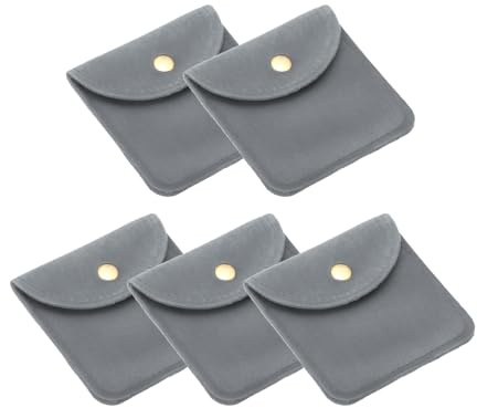 PATIKIL Pz5 Bustine Gioielli con Bottone a Pressione 8x8cm Grigio Scuro