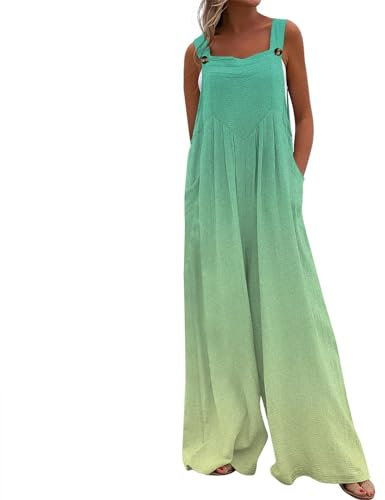 RMBLYfeiye Schutzanzug Radioaktive Strahlung Kostüm Damen Elegant Arbeitshose Latzhose Farbverlauf Spaghetti Jumpsuit Mit Taschen Ärmelloser Overall Festlich Hosenanzug