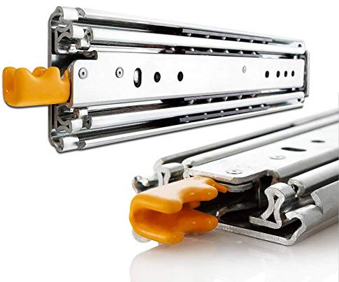 SWAYVES Push-To-Open-Schubladenschiene, Schubladenführungen Mit Vollauszug, Robuste Schubladenführung Mit 3 Falten Und Soft-Close-Funktfür Bett, Küchenschrank, Schublade/Sier/500Mm(20Inch)