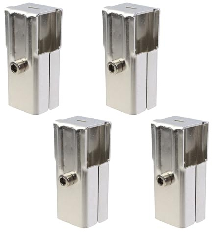 Woogim 4 Stück 2-Wege-T-Balken Stahlrohrverbinder Edelstahl T-Fitting Vierkantrohrschellen für 30 mm Vierkantrohr-Kettenzaun Leitplanken-Endschienen Klemmen, Silber