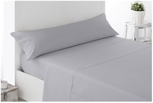 Acomoda Textil – Juego Sábanas Microfibra para Cama Individual y Matrimonio con Bajera Ajustable, Encimera y Funda Almohada. Sábanas Colores Lisos Cómoda Suave para Verano-Invierno. (Gris, 150 cm)