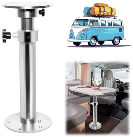 HWHongRV Pie de pedestal ajustable para mesa de barco, base de soporte de aleación de aluminio desmontable, rango de altura de 17.7-27.2 pulgadas para caravana, barco, yate