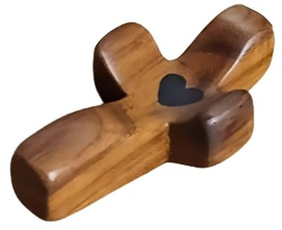ARIOU Holzkreuze - Geschnitzte Holzkreuze - Liebeskreuze aus Holz mit Herzen - Holzliebe Cr-oss Memorial Tok-en - Holz Liebesherzen Holzkreuze zum Festhalten, Greifen und Ermutigen