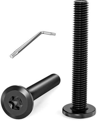 Dayalo Flachkopfschrauben, M6 Schrauben Schwarz, Torx Schrauben Maschinenschrauben Vollgewinde Edelstahl A2 V2A Möbelschrauben, 20 Stück M6x40mm, mit Torx Schlüssel
