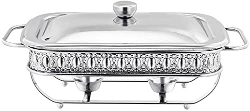 XMWOEIX Chafing Dish, Chafing Dish Rettangolare in Acciaio Inox, padelle di Dimensioni Standard, Set di Chafing Dish per scaldavivande a Buffet per Catering, per Buffet Catering Cucina Festa, Argento
