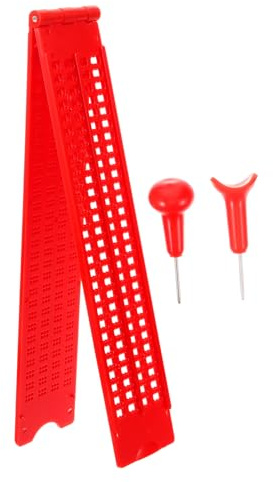 minkissy Braille-platte Für Blinde Wiederverwendbar Kunststoff Braille-schrift Mit 2 Stiften Rot Einfach Zu Bedienen