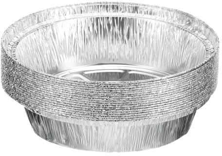 QUARKZMAN 20 piezas de Moldes de Aluminio para Tartas de 6.3 Redondos Desechables Antiadherentes para Tartas, Quiches, Cocinar, Recalentar en Fiestas, Color Plata