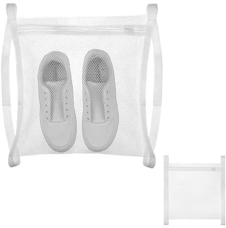 Piriuuo Shoe Dryer Bag, Reusable Sneaker Wash Dry Net Bag Mesh Laundry Bags Large Honeycomber Mesh Bags with Zipper and Strap for Washer Dryer Shoes, Clothing, 17.5 * 14.17 Inch