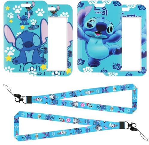 Ausweishülle mit Band für Kinder, 2 Stück Lanyard mit ID Kartenhalte, Cartoon Ausweishalter mit Lanyard, Badge Holder Namensschild Halter für Work ID, Studentenausweis, Kreditkarte, Buskarte
