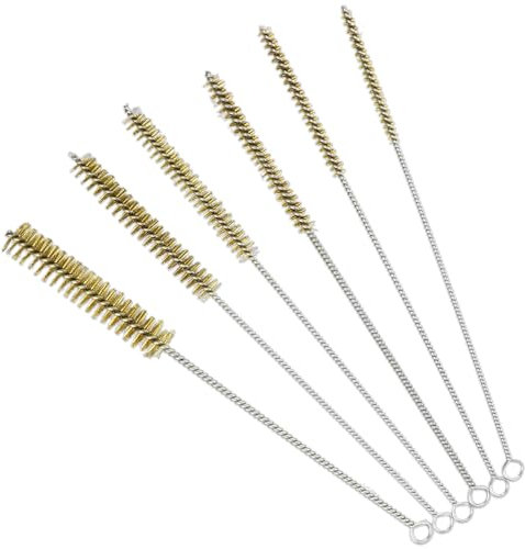 Henxing 6 Stück Messing Rohrreinigungsbürste, Messing Drahtbürste Rund Rohrbürste Bohrlochbürste, Zylinderbürste mit Langem Griff für Rohrrohr Zylinder Bohrungen Reinigung 6/8/10/12/15/20 mm